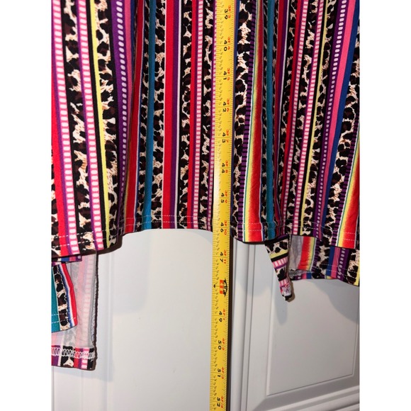 Vibrant Southwest Aztec Print Long Kimono Duster Cardigan Boho Tribal SZ UNKNOWN - Picture 6 of 12